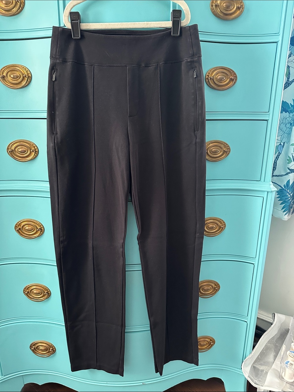 athleta Black Straight-Leg Ponte Pants